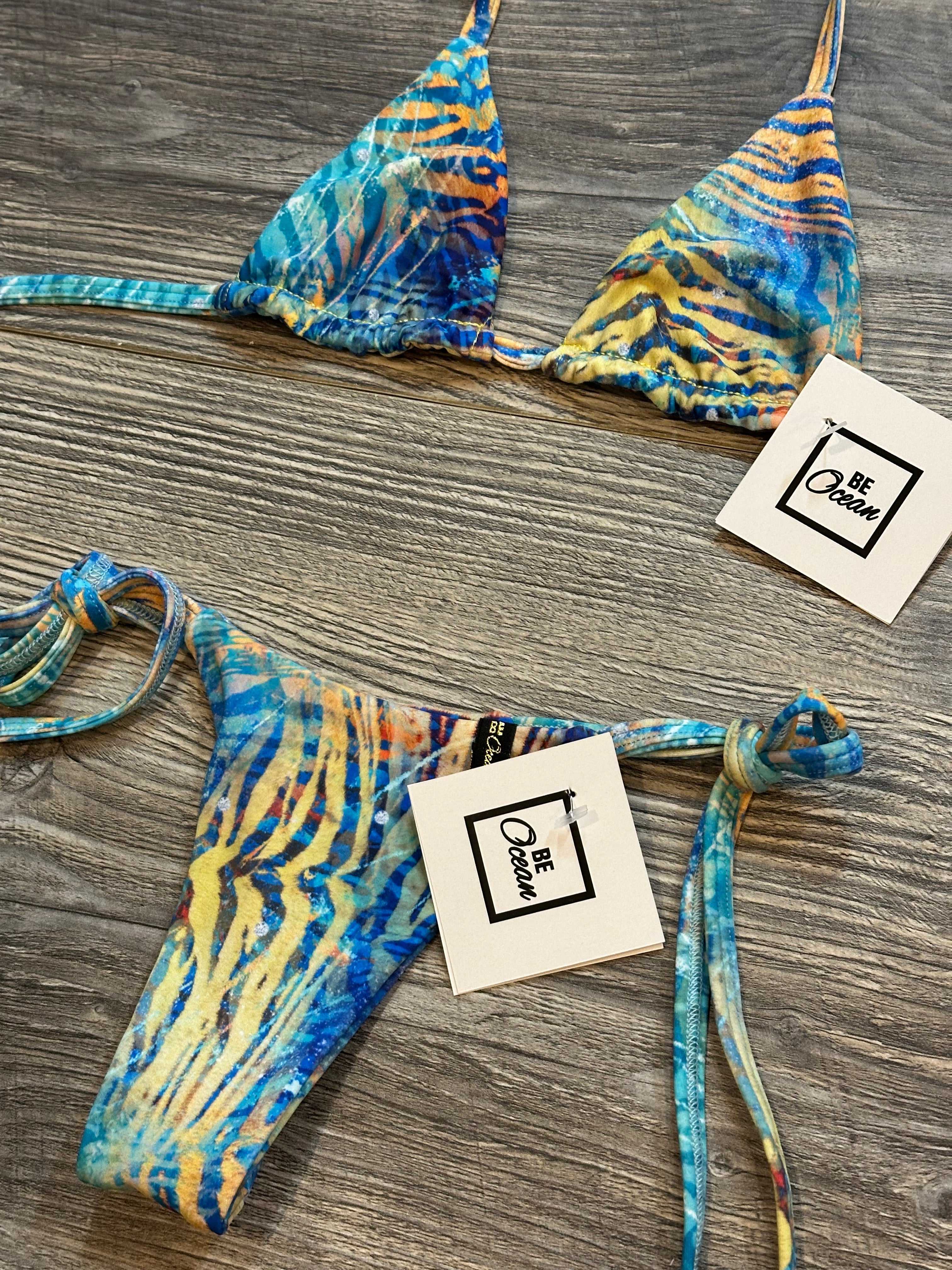 Microbikini Set zebra Blue Warhol