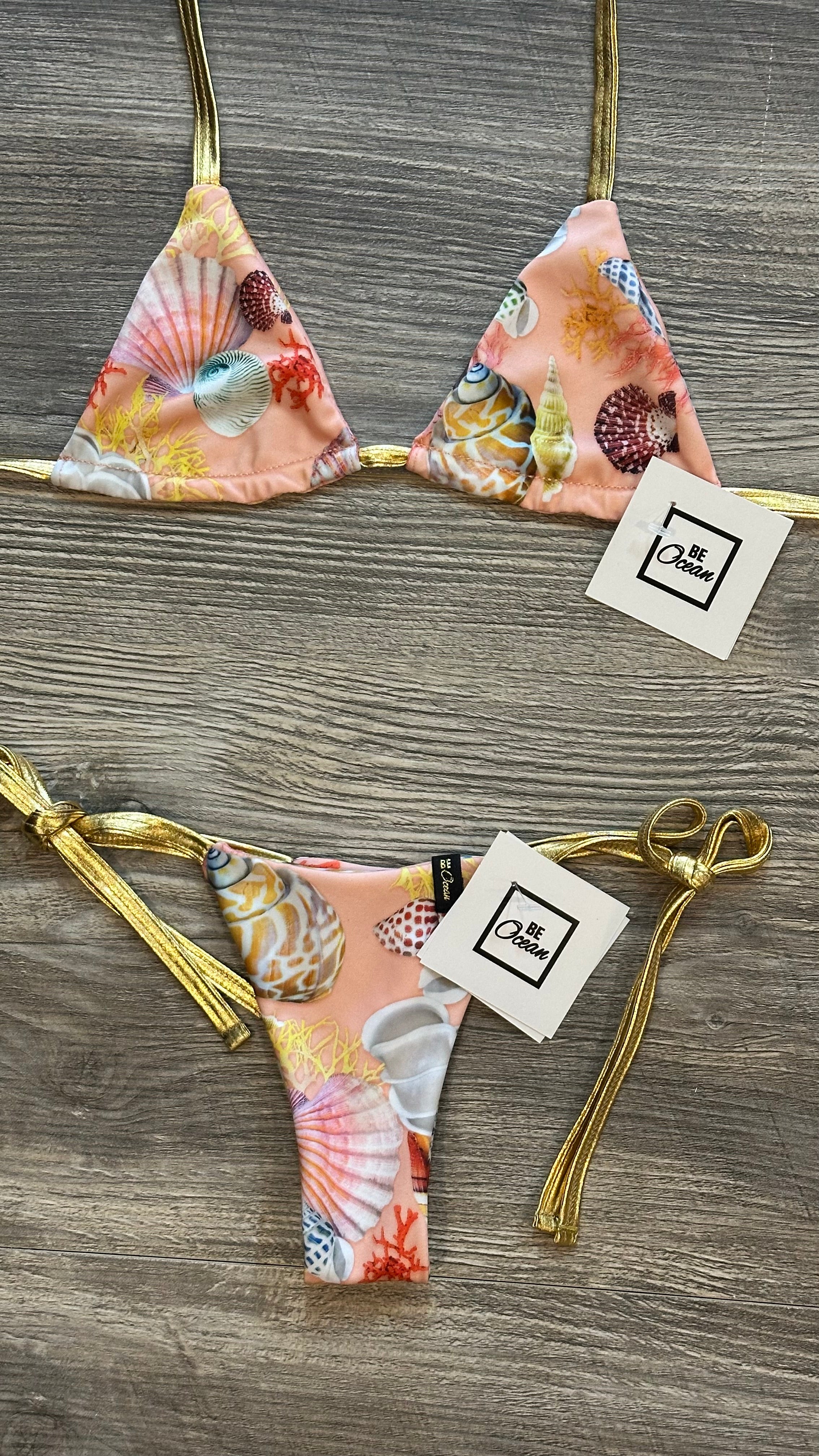 Microbikini Set Gold Sea shells