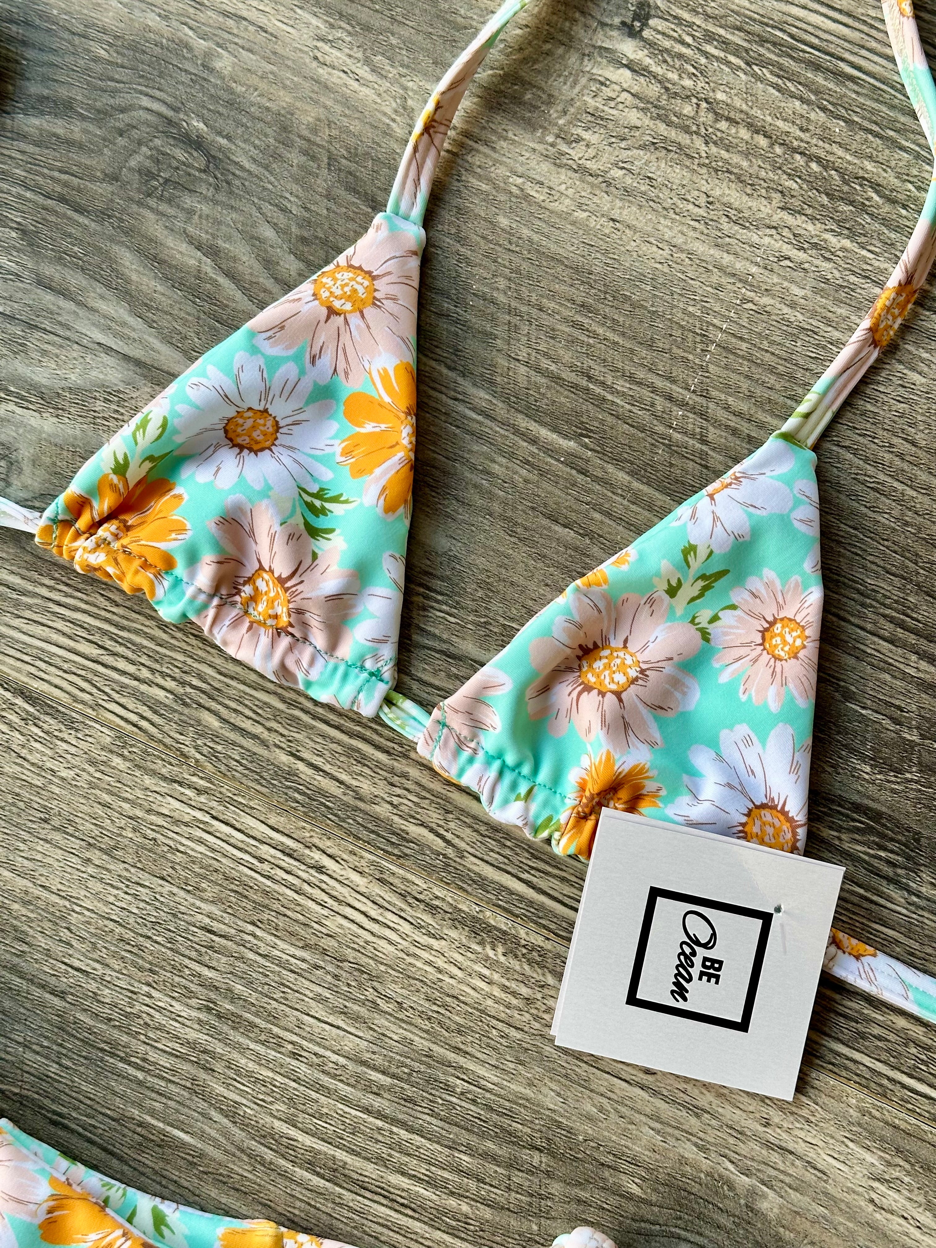 Microbikini Set Aqua flowers