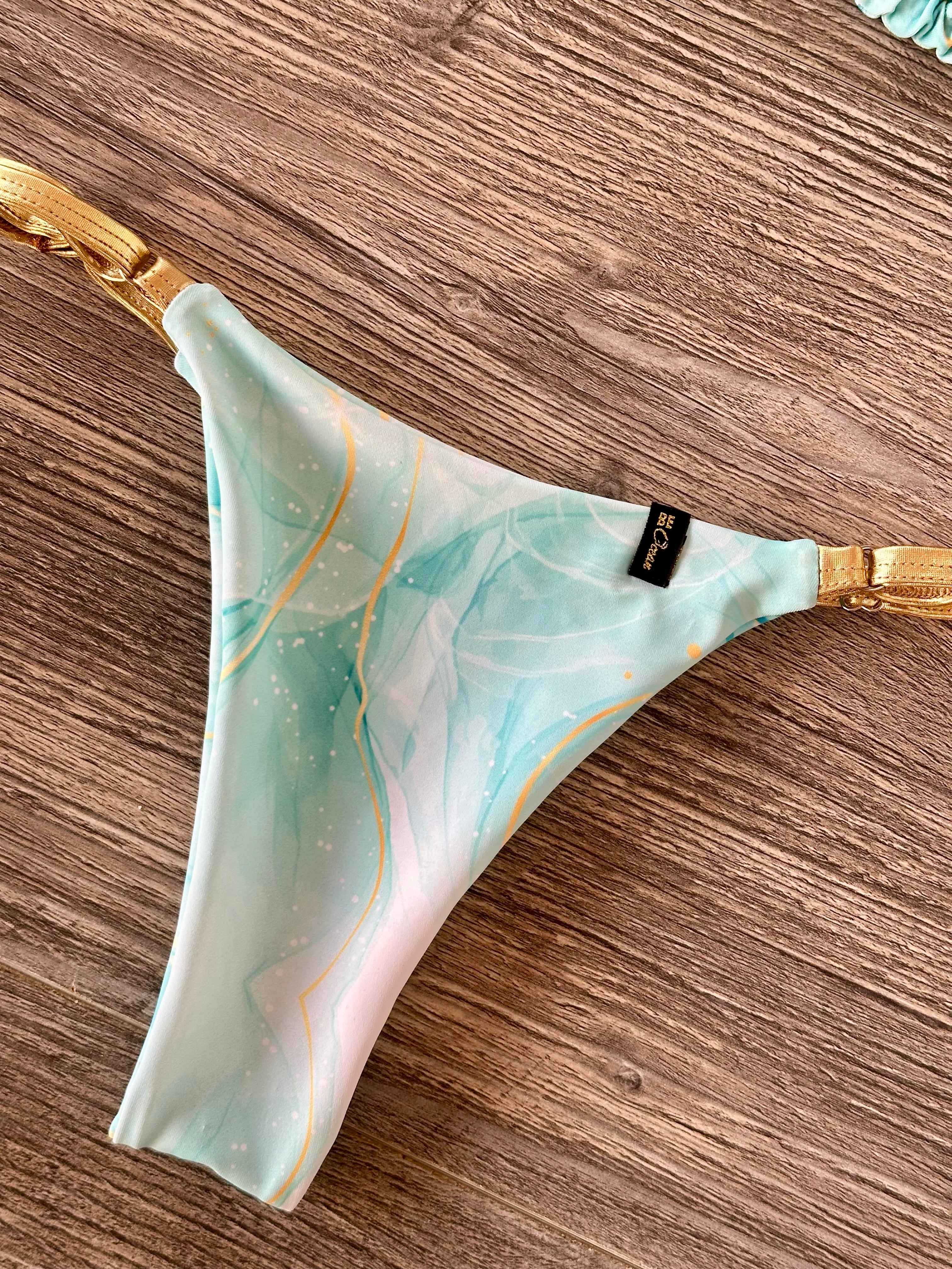 Bikini Set “Regina” Aqua gold mármol