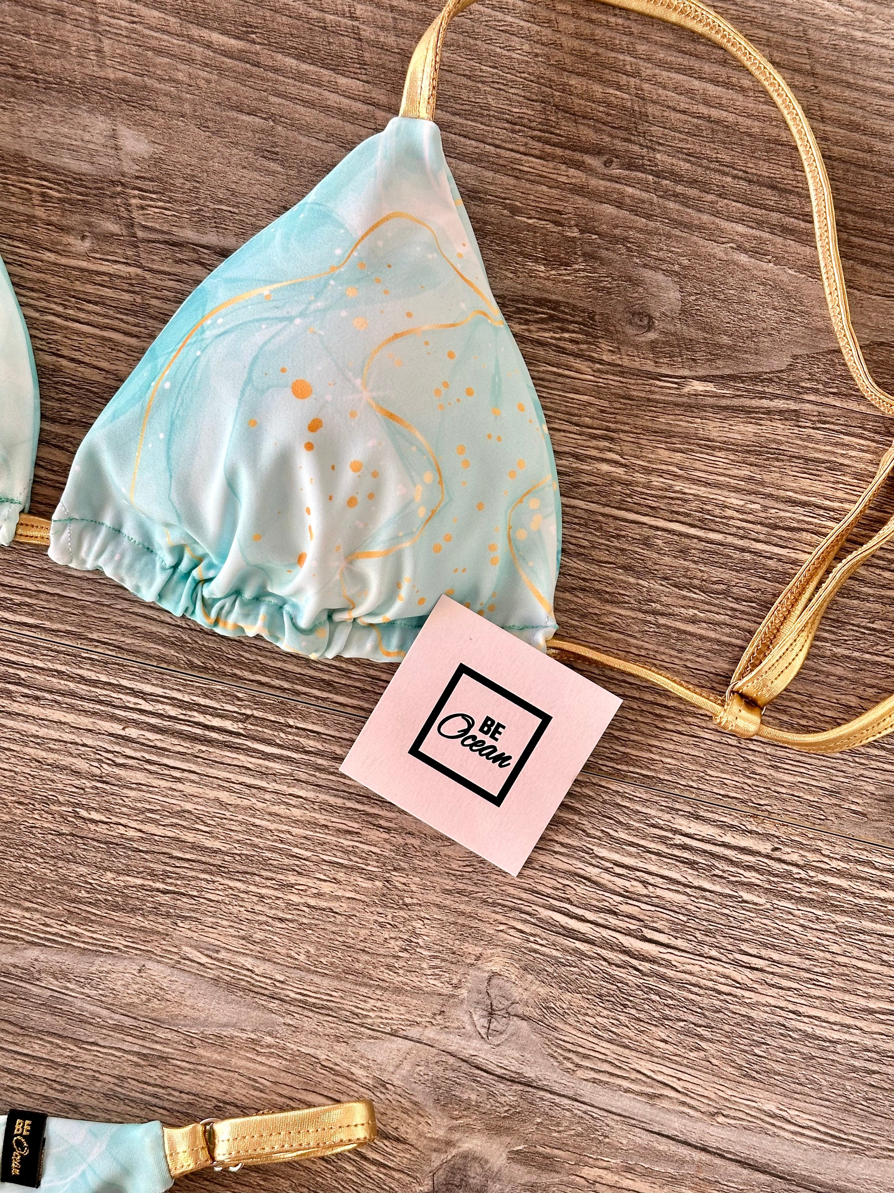 Bikini Set “Regina” Aqua gold mármol