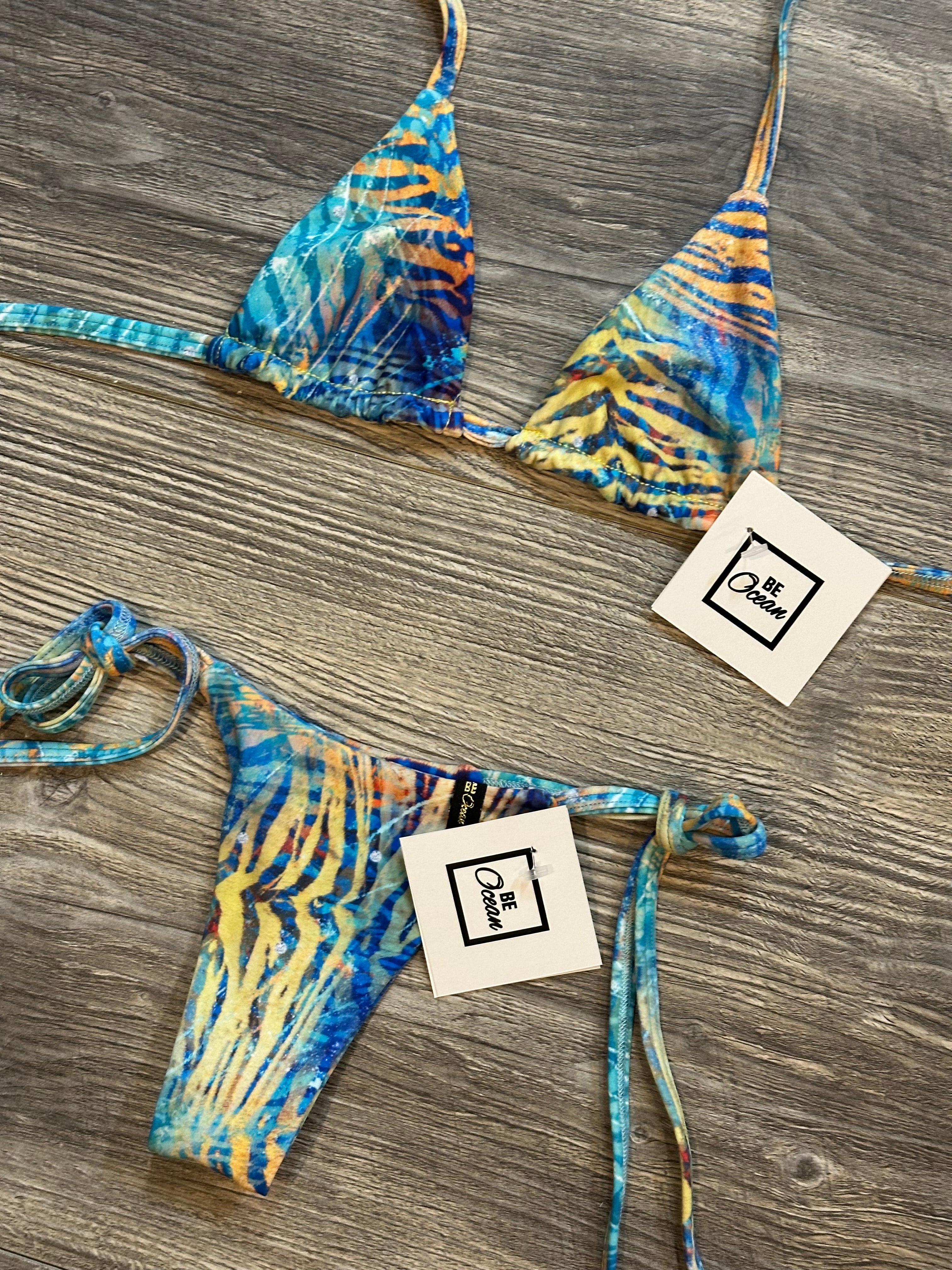 Microbikini Set zebra Blue Warhol